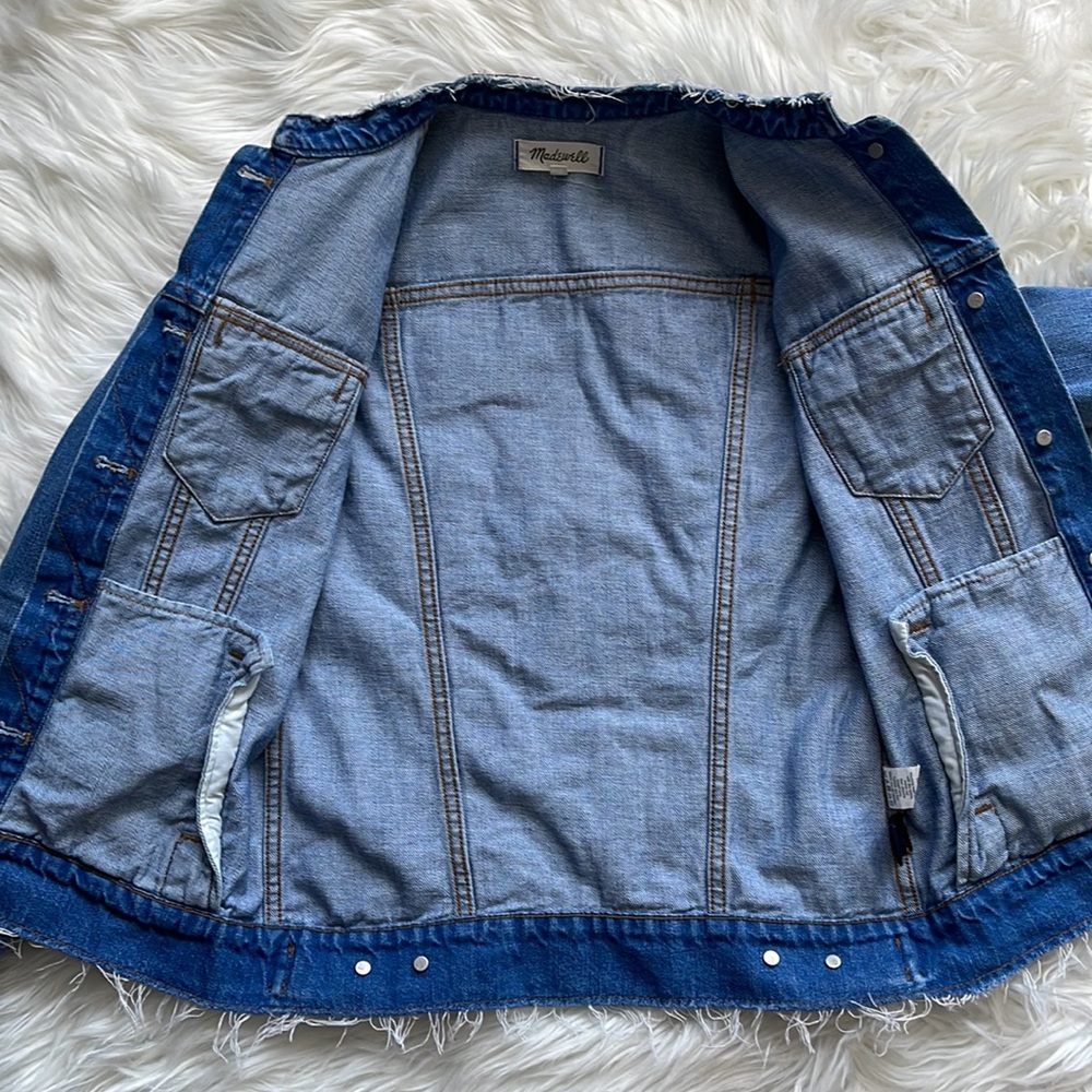 Madewell Patchwork Raw Hem Distressed Jean Jacket Size XS - Picture 5 of 10